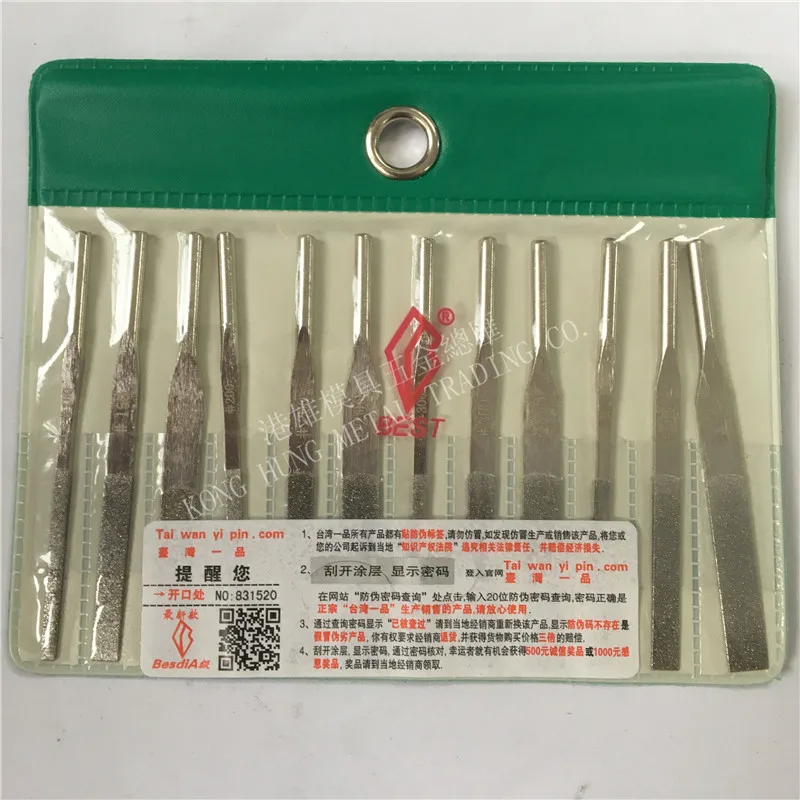 12 piece/sets MTP-120 Assorted Diamond For Lapping Grinders Taper Files for Grinding Hard Metal Nonmetal