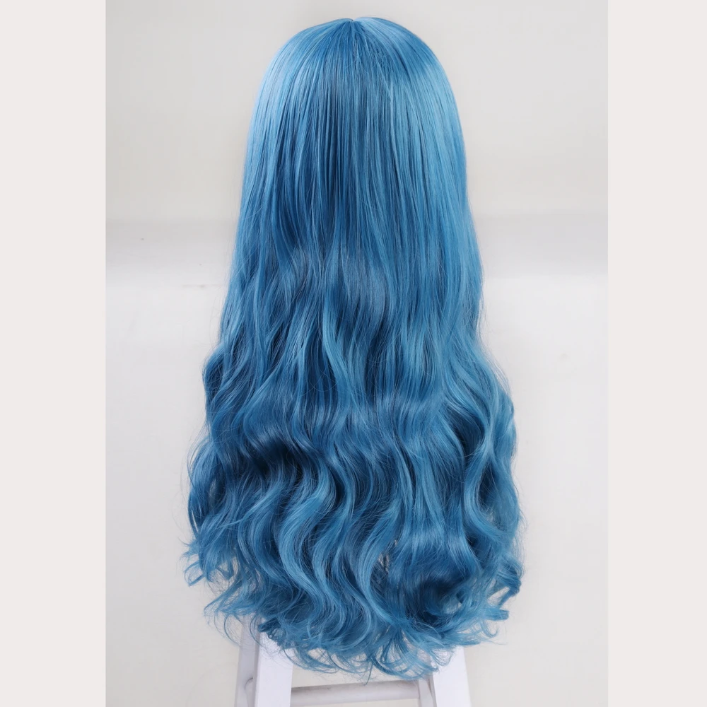 60 см потомки 2 Evie синий длинные волнистые парик косплэй костюм для женщин синтетические вечерние ролевые парики + парик кепки