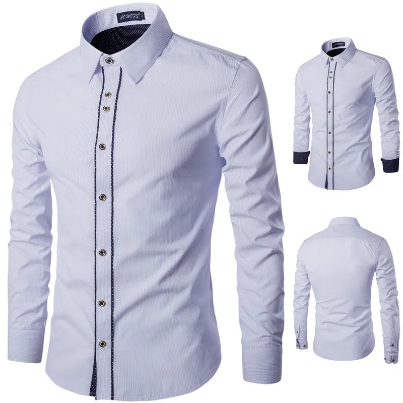 Brand New font b Men s b font Casual font b Shirt b font Social Solid