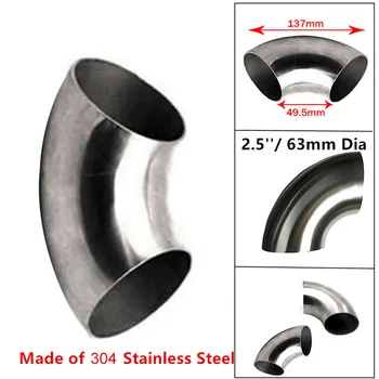 

2.5 inch 63mm Car Exhaust Pipe Stainless Steel 90 Bend Elbow Tube 1.5mm Thick