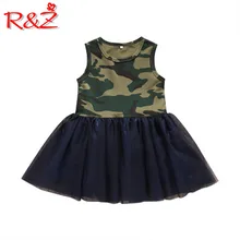 R& Z/Детское платье Коллекция года, летний жилет для девочек газовая юбка-американка хлопковое камуфляжное платье без рукавов с круглым вырезом