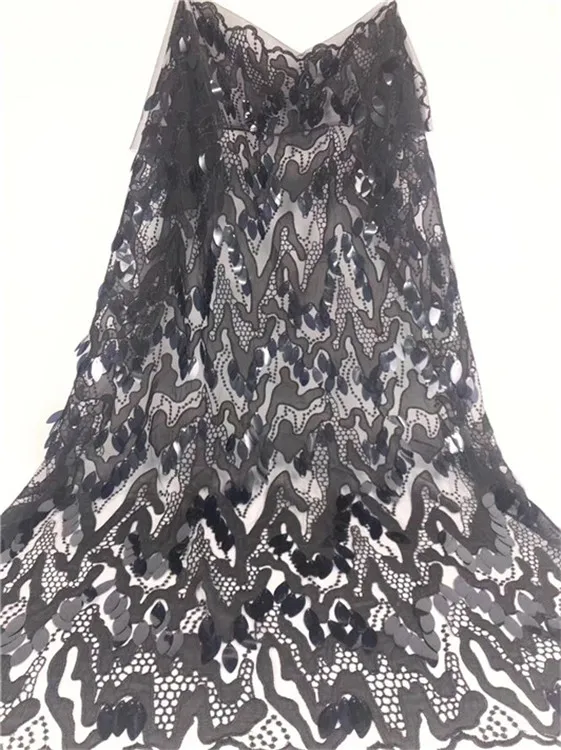 

African Lace Fabric French Sequins Net Lace High Quality African Sequin Lace Fabric for 2019 French Black Fabric for 4.5*1.35m