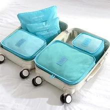  luluhut 6PCS/SET travel storage set waterproof clothes shoes bag cube suitcase luggage storage bag zipper home closet organizer 