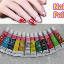 6 мл 12 цветов акриловый набор для ногтей краски s 3D дизайн ногтей советы краски инструменты Ongle украшения лак для ногтей кисть