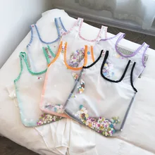 Корейская прозрачная сумка, повседневная сумка-тоут, Женская хозяйственная сумка через плечо, складная сумка на плечо с блестками, сумки на плечо Torebki Damskie