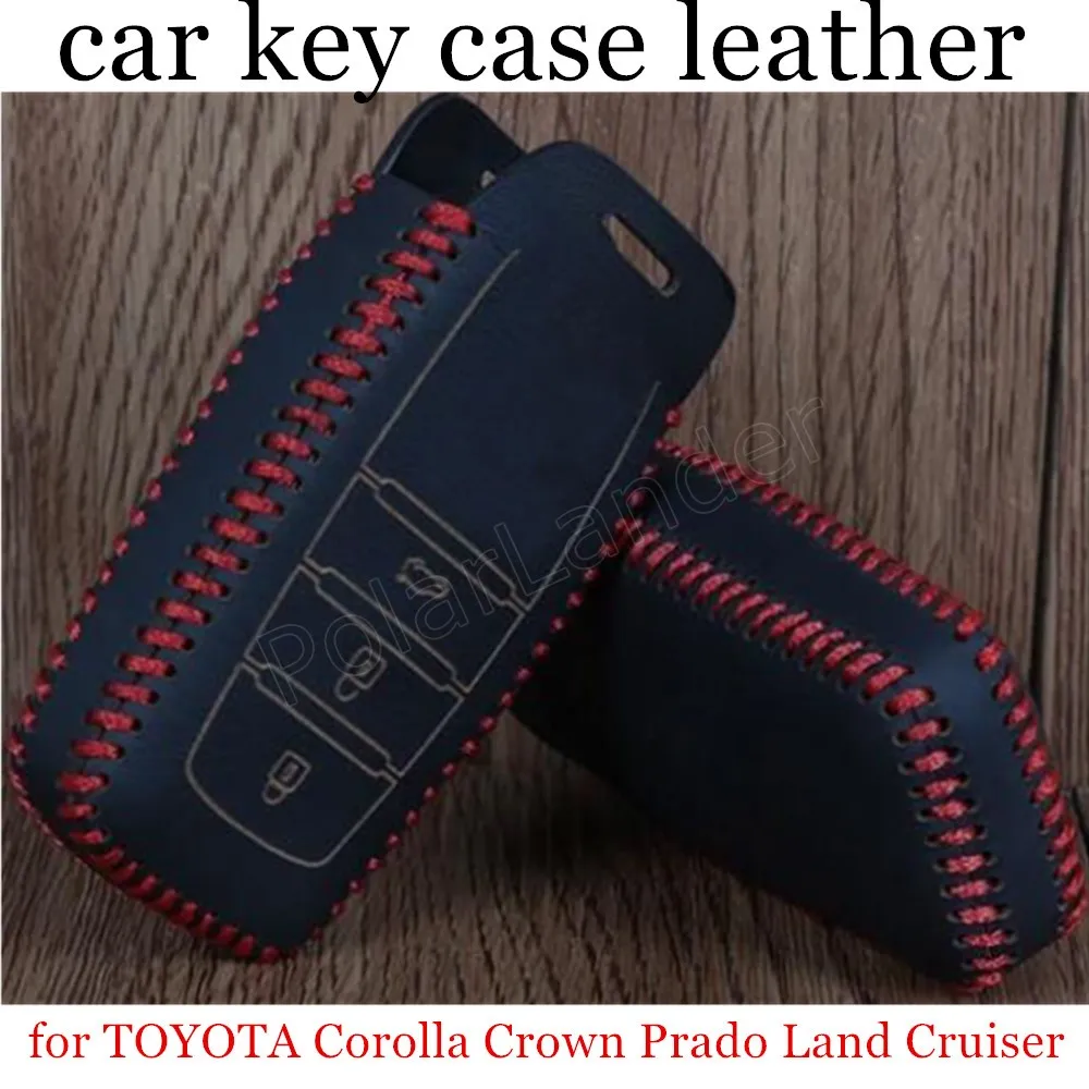 

Only Red nice fit for TOYOTA Corolla rown Prado Land Cruiser Levin Highlander Leather Car Key Case Hand Sewing Car Key Cover