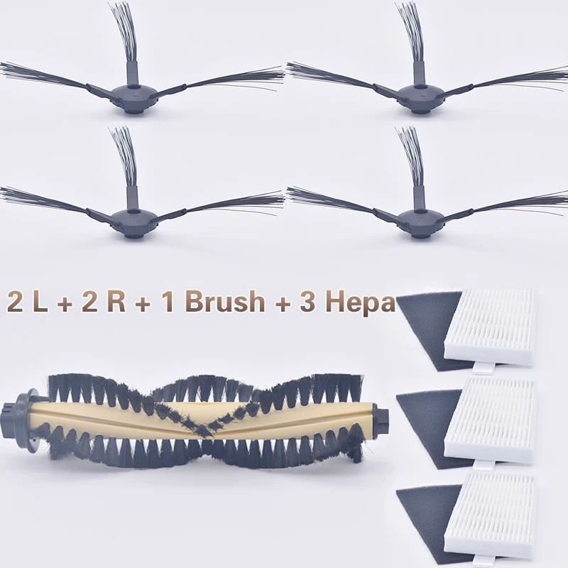 

New 1 * Main brush +3* HEPA filter + 3 * Sponge + 4 * Side brush robot cleaner parts Polaris Chi A4 iLife T4 X432 X430 X431