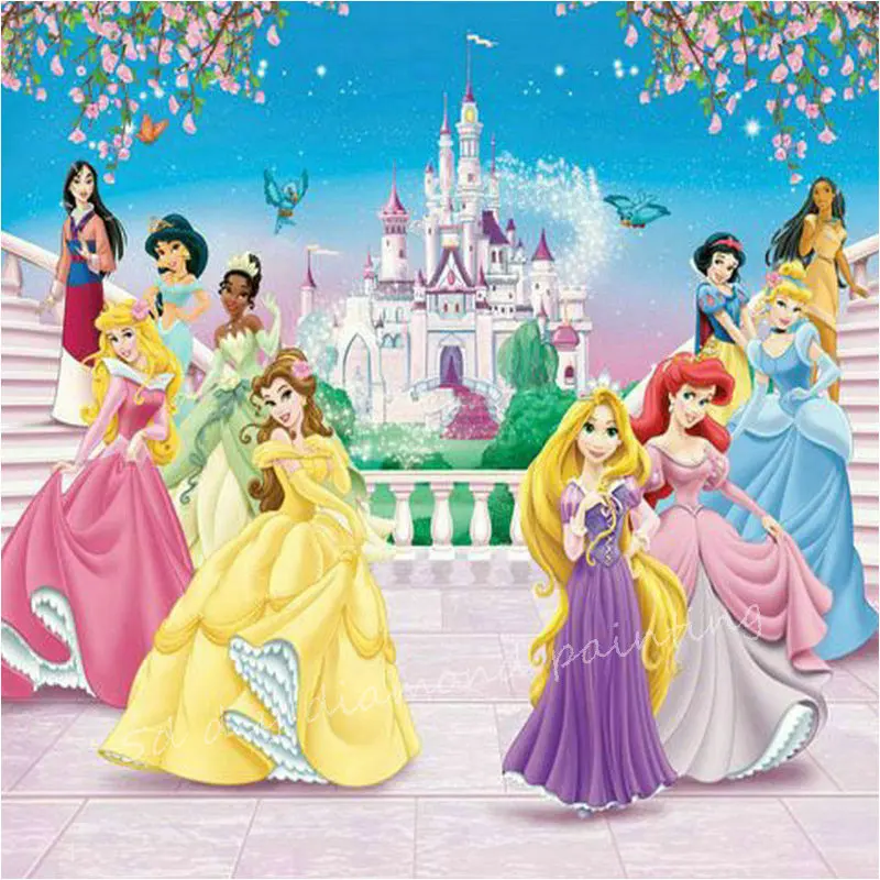 

5d diy diamond painting princess castle sticker full square cartoon diamond embroidery 3d round painting kids gifts