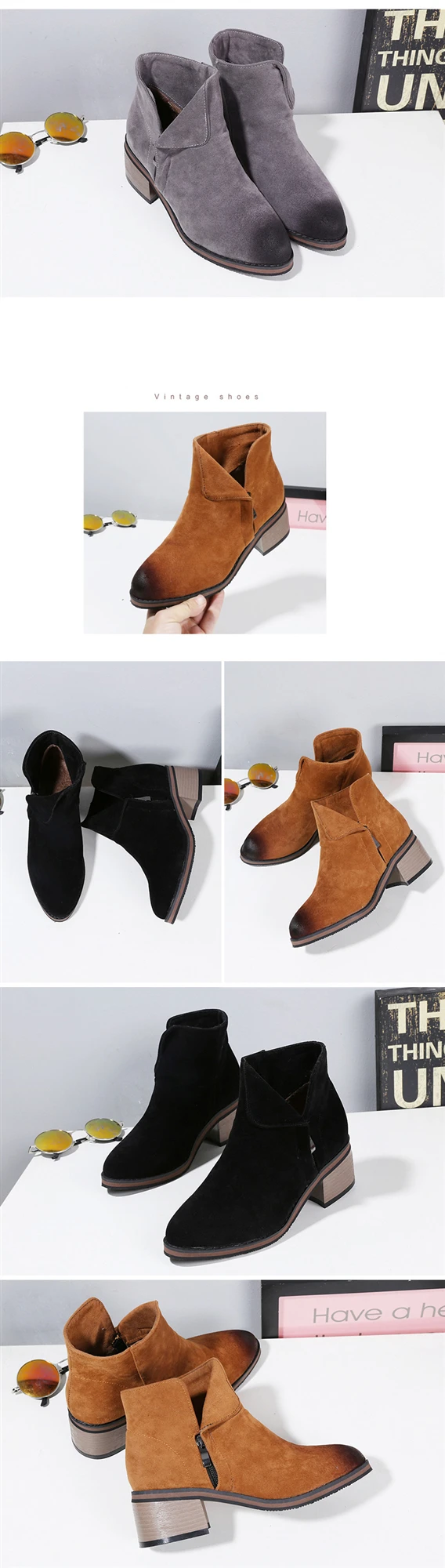 RQFF Brand Winter Boots Women Classic Suede With Box Flock Warm Shoes Vintage Heel Ankle Boot For Woman Female Retro Ladies Shoe (3)
