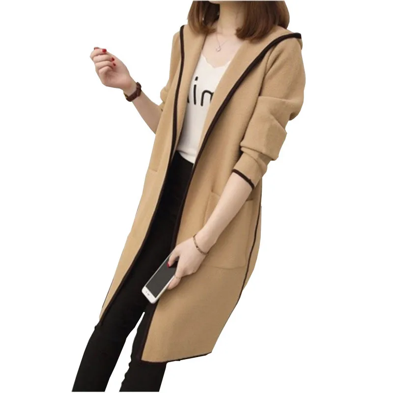 

La MaxZa Long Open Stitch Trench Coat for Women British Korean Loose European Windbreakers Hoodie Japan Style Fall Overcoat