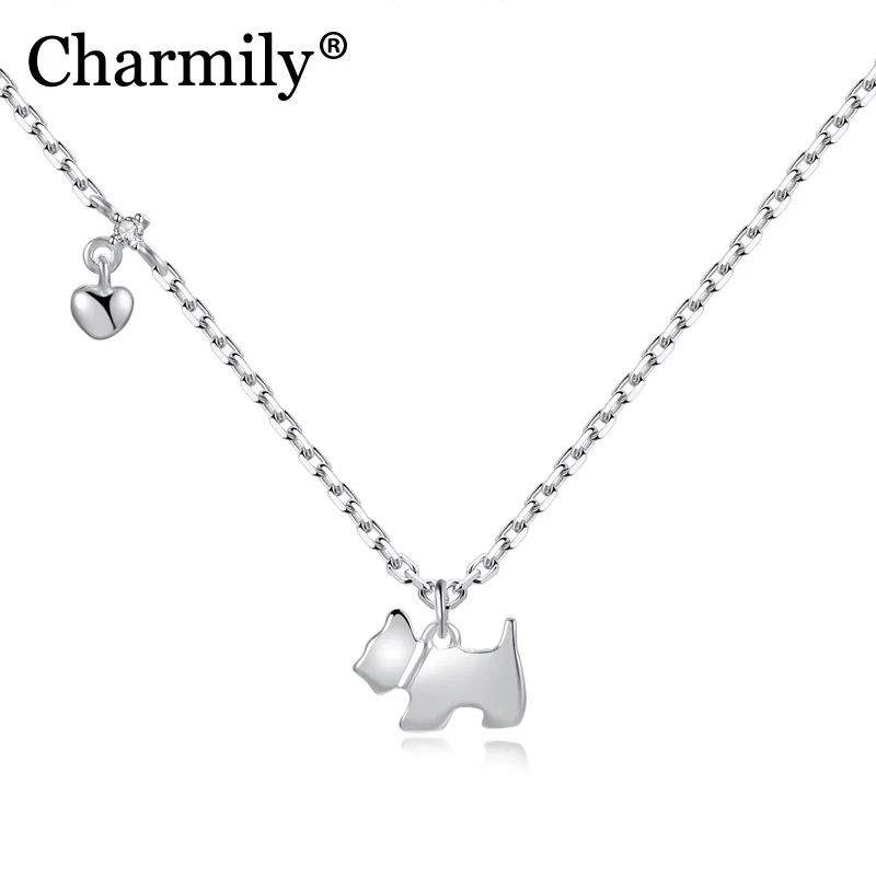 

CHARMILY Authentic 925 Sterling Silver Love Dog Pet Necklaces Unique Design Best Blessing Gift