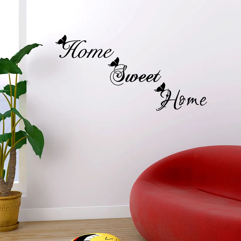 

Home Sweet Home Wall Sticker Butterfly English for home decorations Mural art Decals Window cabinet wallpaper door Stickers