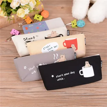 

Cartoon Bear Triangle Pencil case student Large Capacity Stationery bag cute pencil bag Girl makeup Bag
