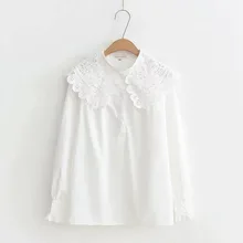 KYQIAO/рубашка в стиле Лолиты mori/осенне-Весенняя винтажная дизайнерская белая просвечивающаяся блузка с длинными рукавами в японском стиле