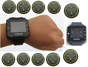 

Free shipping! POCSAG watch paging system, 2pc PC programmable text message watch pager, 10pc wireless alpha transmitter button