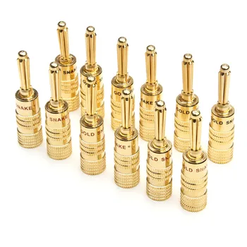 

12Pcs Pure Copper Banana Plug Set 4mm Gold Plated Head Durable Male Plugs Connectors For Connection Audio Speaker Adapters