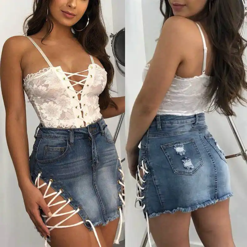 sexy jeans skirt