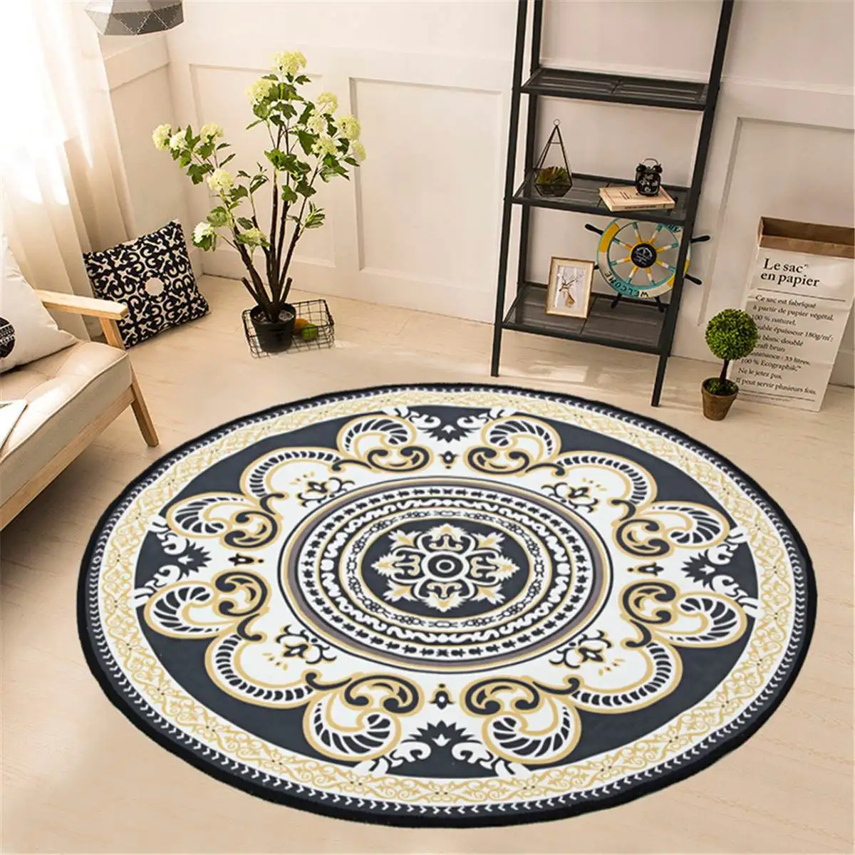 

Round Carpet Printed Floor Mat Rug 4 Colors Bohemian Anti slip Living Room Bedroom Decorative Muslim Pray Carpet Kids Game Mat