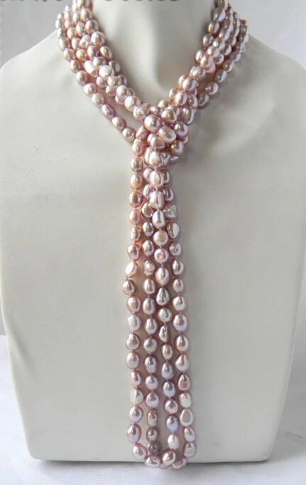 

FREE shipping100'' 9mm Lavender Baroque Freshwater Pearl Necklace