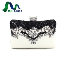 Milisente 2017 Neue Ankunft Abendtasche Frauen Blume Hochzeit Kupplungen Weiß Perlen Taschen Party Clutch Designer-handtaschen
