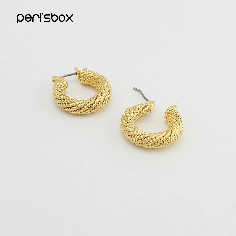 

Peri'sBox Punk Style Thick Twisted Hoop Earrings for Women Statement Metal Small Earrings Hoops Geometric Round Earrings 2.1cm