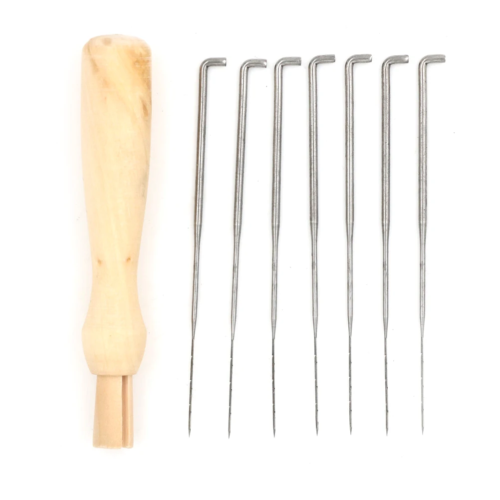 8pcs/set Practical Needle Felting With Wooden Handle Starter Wool Felt DIY Tool Craft Middle Size Handmade Sewing Tools