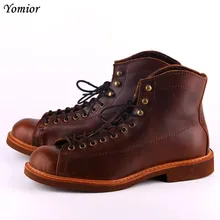 Красные ботинки ручной работы из натуральной кожи; мужская повседневная обувь в британском стиле; сезон осень-зима; высококачественные ботильоны; зимние ботинки; большие размеры