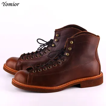 Handmade Genuine Leather Red Boots Men Large Size Casual British Wing Autumn Winter Shoes High Quality Ankle Boots Winter Boots men winter boots 100% genuine cow leather brogue shoes casual ankle shoes comfortable quality soft handmade flat shoes black red