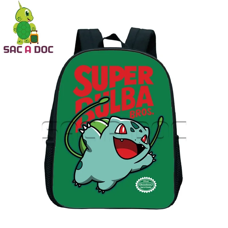 Super Pokemon Bulbasaur Bros Backpack for Kids Boys Kindergarten Bags