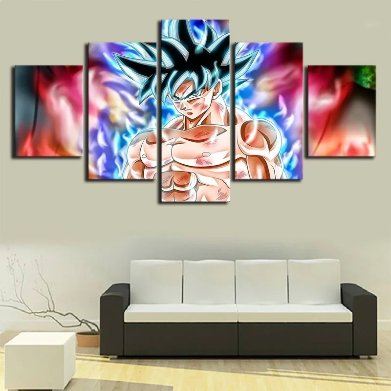 

5 Piece Animation Goku Dragon Ball Canvas Printed Wall Pictures Home Decor For Living Room Dragon Ball Poster Canvas Wholesale