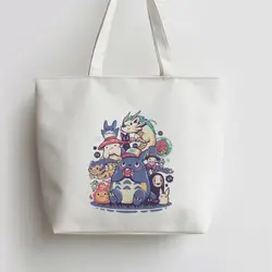 Существ друзья и духи японского Аниме Холст Tote сумки сумка для покупок с персонажем из мультфильма школьная сумка AN112