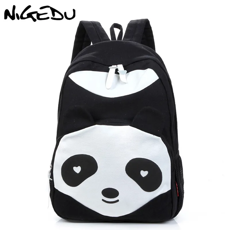 #*Cheap Cute cartoon panda women backpack Leisure canvas backpack for teenage girls rucksack printing school bags back pack mochila