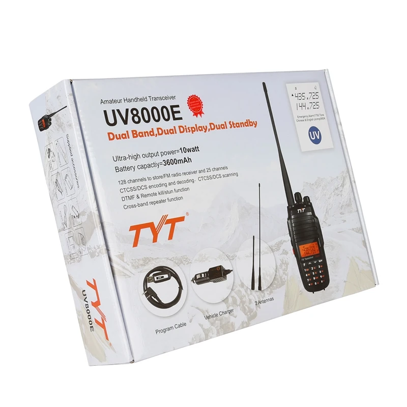 TYT UV8000D портативная рация 10 км двухдиапазонный VHF UHF 10 Вт Радио Comunicador 10 км 3600 мАч функция перекрестного ретранслятора радиоприемник TYT