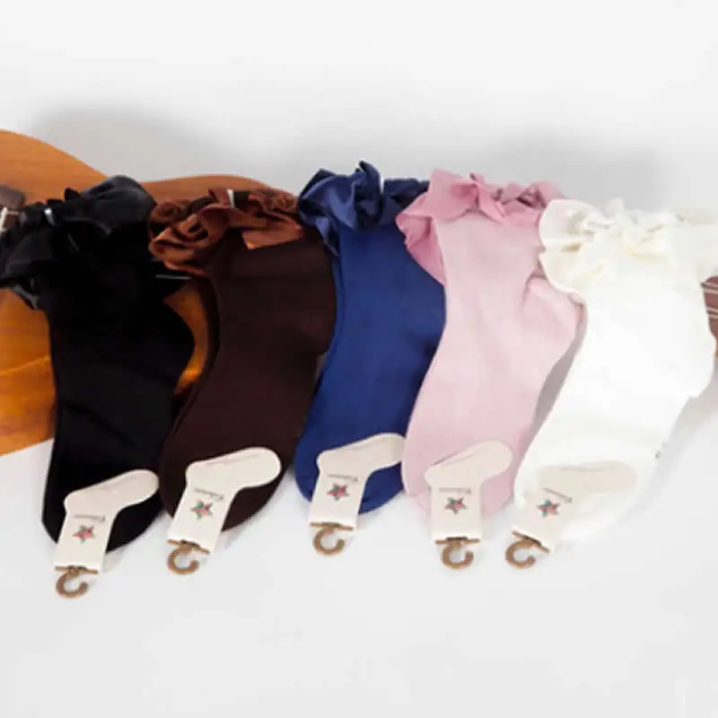 

2019 children girl socks big pure pigment color princess socks girl satin lace cotton wedding dacking party socks kids infant