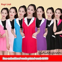 Модные v-образным вырезом парикмахерских и маникюрных салонов супермаркет бытовые простой и комбинезоны без рукавов с индивидуальным логотипом