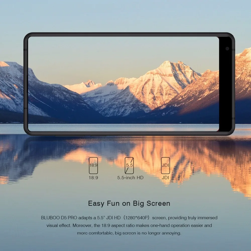 Original Bluboo D5 Pro Smartphone 5.5'' IPS Screen MTK6737 Quad Core 3GB RAM 32GB ROM Android 7.0 Rear Fingerprint OTG Cellphone