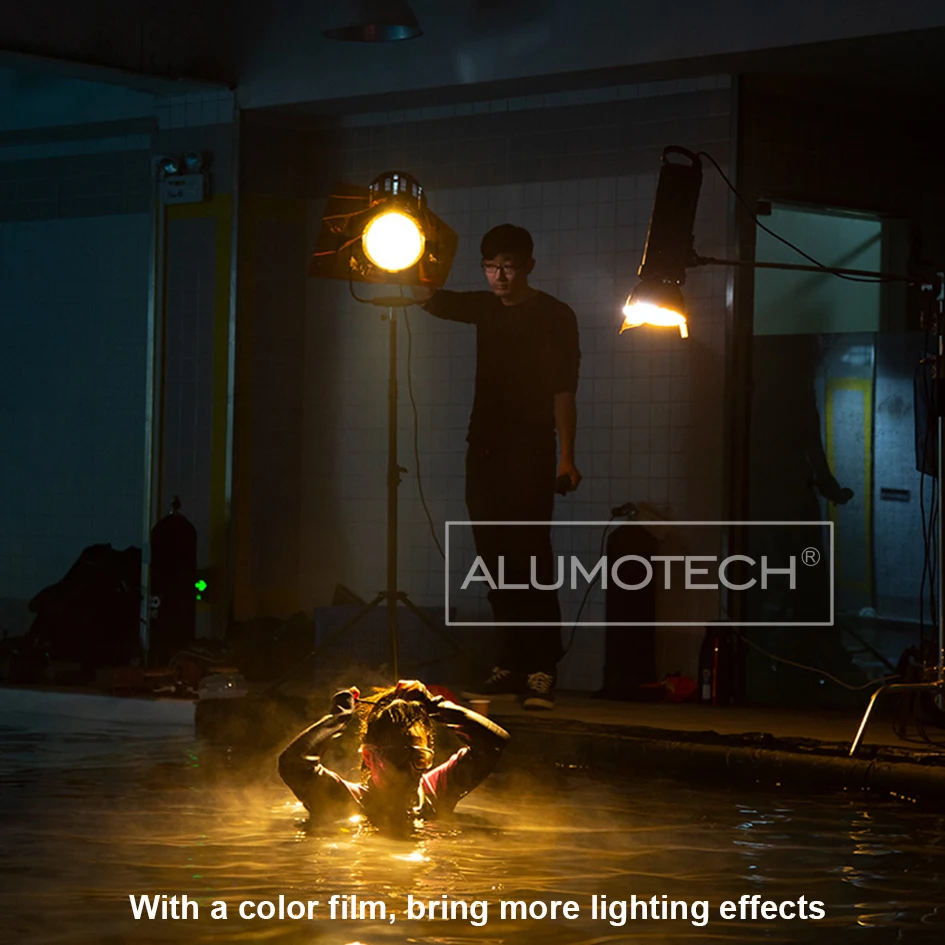 US $1.478.00 ALUMOTECH DMX 350W 5500K High CIR LED Fresnel Spot Light For Studio Photography Video Lighting Better Than 1200W HMI Lighting