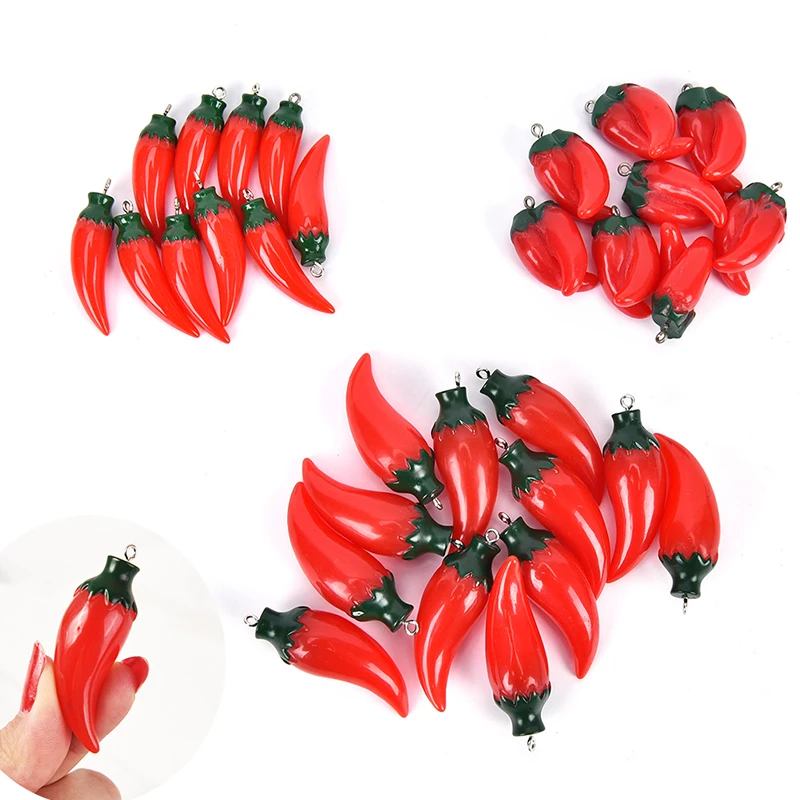 Новинка 10 шт. DIY ожерелья резиновые горячие кулоны "перец" красная подвеска