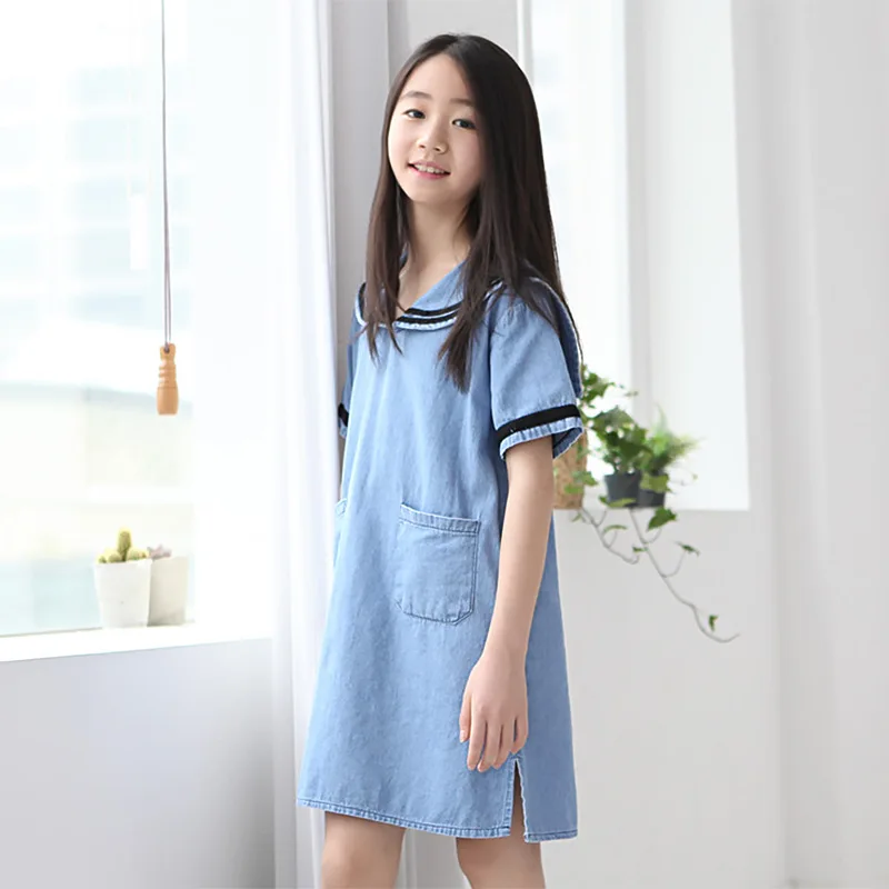 pockets jeans kids dresses for girls children clothing 2018 new spring