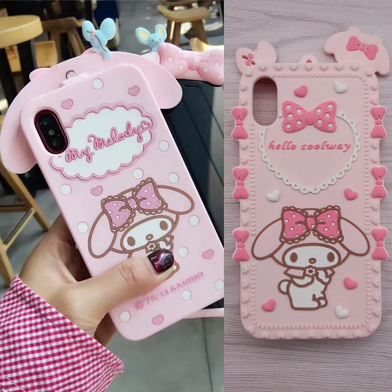 Cute 3D Cartoon My Melody Phone Case For iPhone X XS Soft Silicone