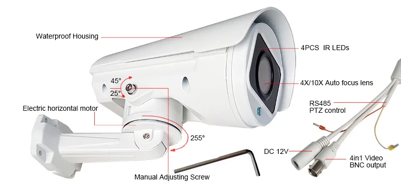 Ccdcam 4in1 AHD CVI TVI CVBS 2mp Пуля CCTV PTZ Камера 1080 P 4x/10X Оптический зум Открытый Всепогодный, ночное видение ИК 30 м