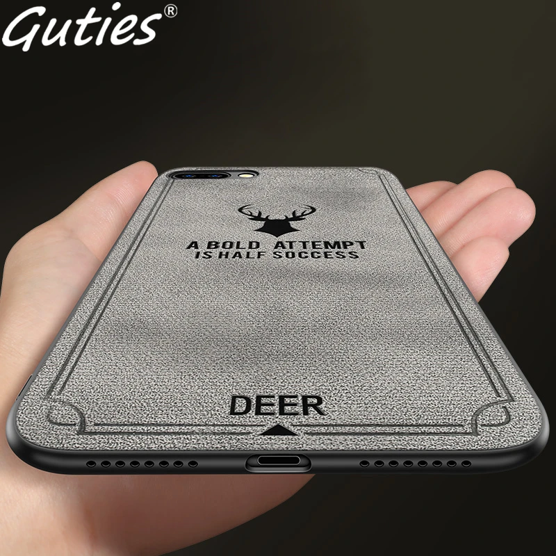 

New Phone Case For iPhone 6 6S 7 8 Plus Soft Tpu Edge Canvas Embossed Deer Case Soft Cloth Weaving Full Back Cover For Iphone X