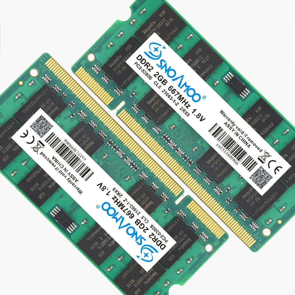 SNOAMOO ноутбук ОЗУ DDR2 2 Гб 667 МГц PC2-5300S 800 МГц PC2-6400S 200Pin CL5 CL6 1,8 V 2Rx8 SO-DIMM памяти компьютера гарантия