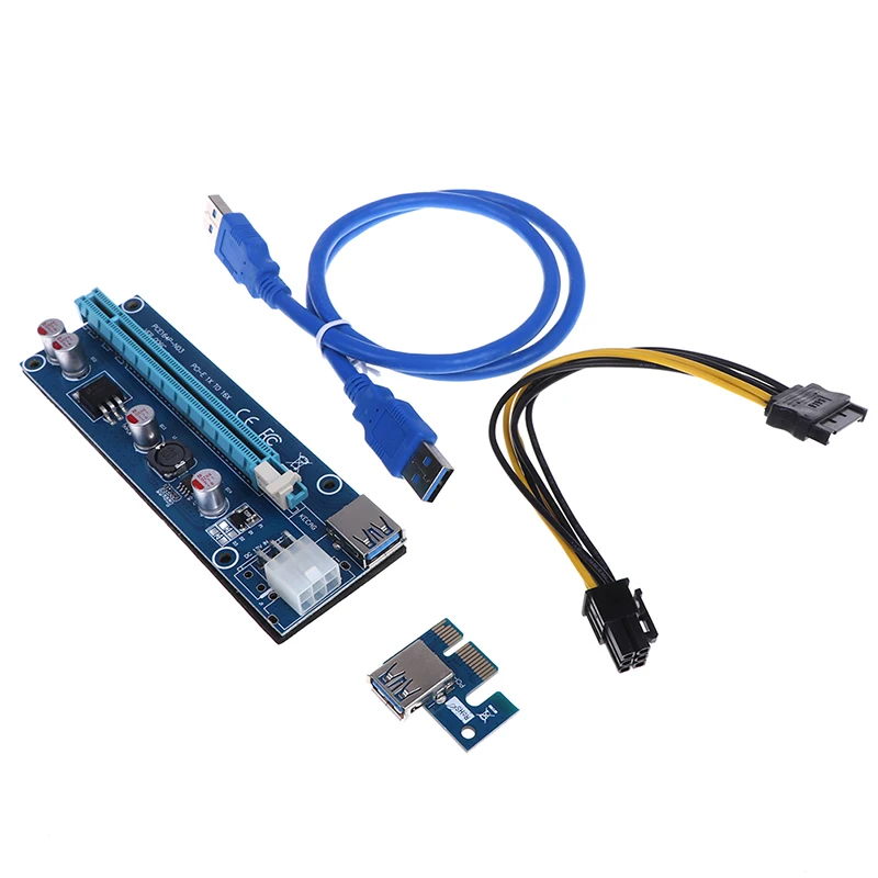 PCI E 1X к 16X Riser Card PCIE USB3.0 Расширение SATA адаптер карта кабель питания|Платы