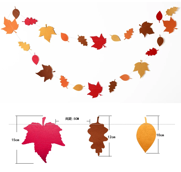 4 метра красный оранжевый желтый осенняя Тема листья гирлянды точки бумажный баннер флаги на День Благодарения Свадебная вечеринка украшения