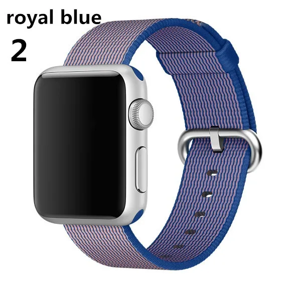 Ремешок Nato для apple watch, ремешок для apple watch 5, 4, 3, ремешок 44 мм, 40 мм, iwatch, ремешок 42 мм, 38 мм, плетеный нейлоновый браслет pulseira correa - Цвет ремешка: royal blue