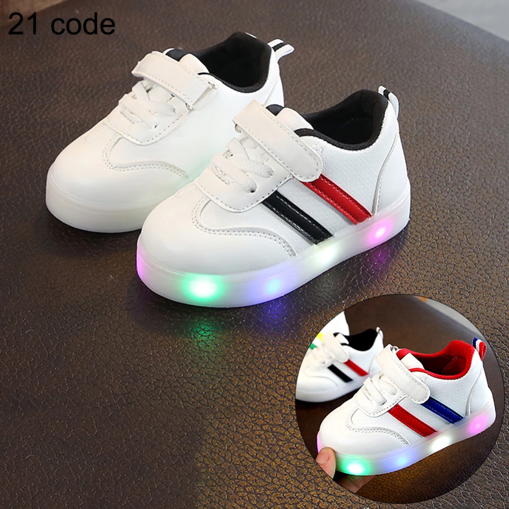 New Kids shoes Led shoes Casual Sport Running Shoes Sneakers Children Luminous Shoes Boys Girls Stripe Baby Non-slip Sneakers - Цвет: Asia Size