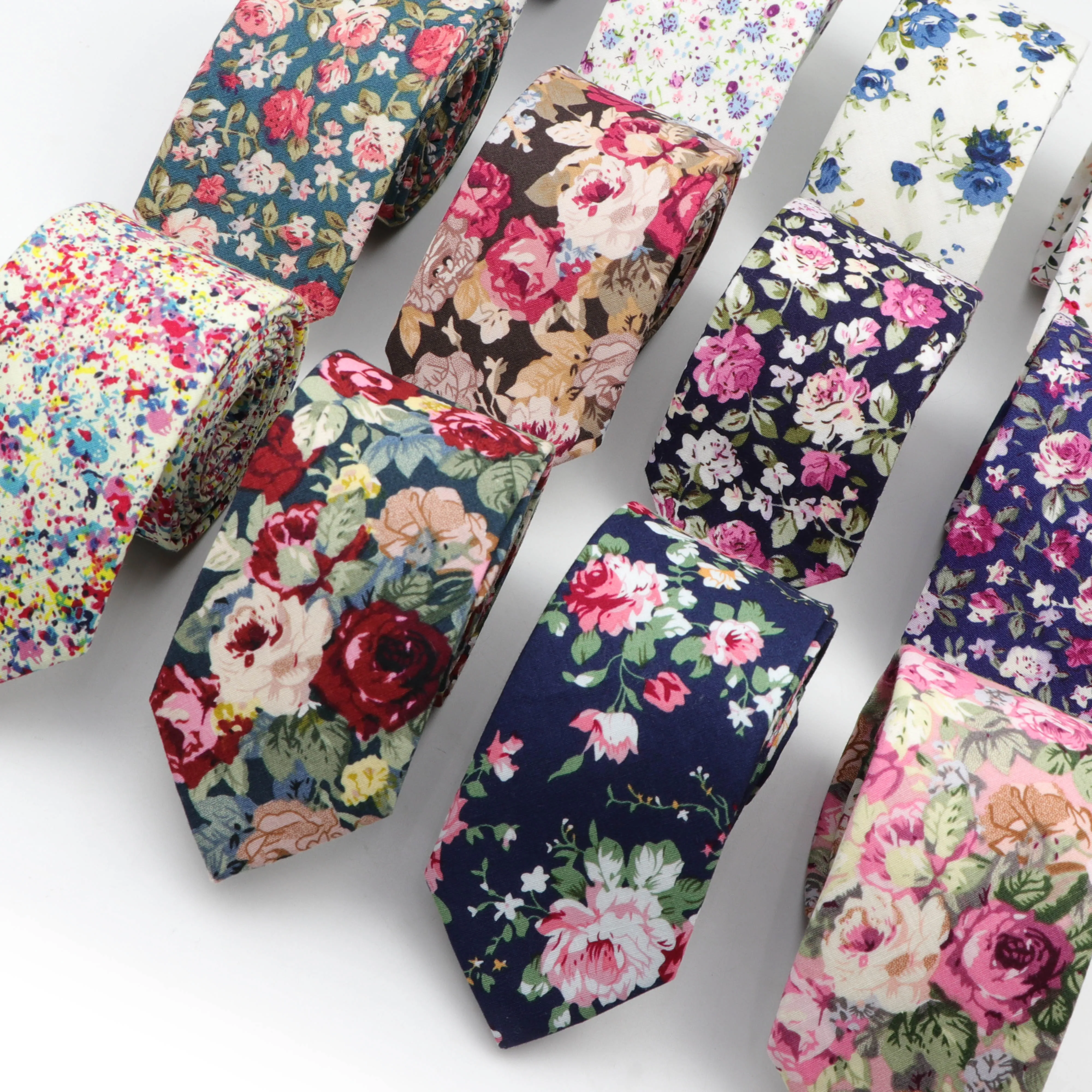 Cotton Flower Tie Men's Colourful Floral Ties Necktie Narrow Paisley