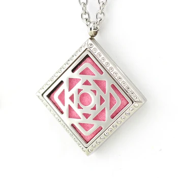 

2017 New Stainles Steel 30mm Square Geometry Aromatherapy/Essential Oil Diffuser Perfume Locket Pendant (Without Chain)