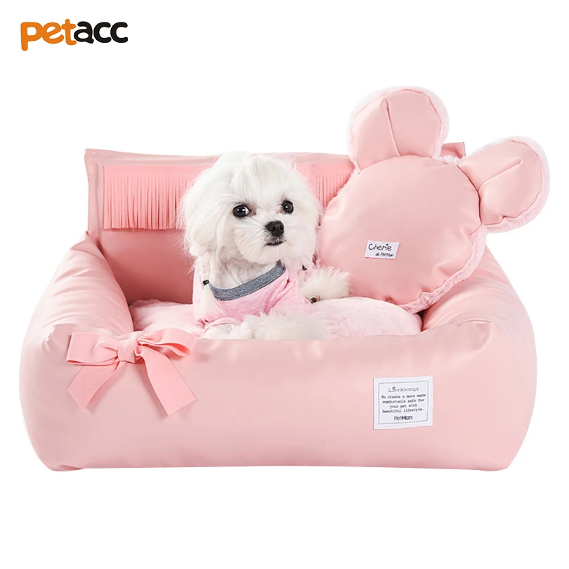 

Petacc Car Pet Bed In-vehicle Dog Cuddler Comfortable Pet Lounge with Dual-use Cushion and Pillow Stylish Tassel Design
